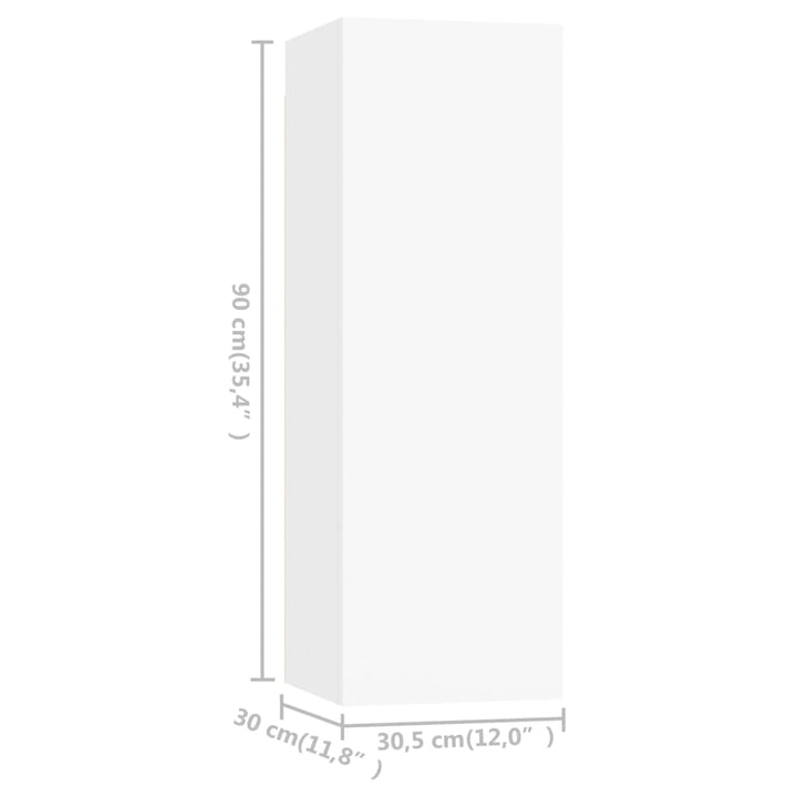 tv-borde 4 stk. 30,5x30x90 cm konstrueret træ hvid