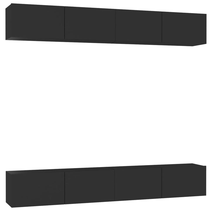 tv-skabe 4 stk. 100x30x30 cm konstrueret træ sort