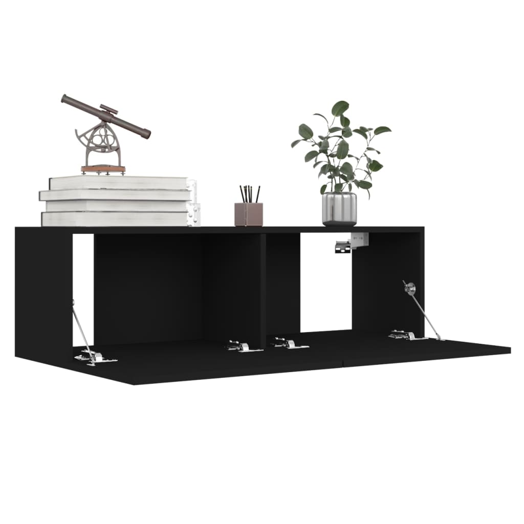 tv-skabe 4 stk. 100x30x30 cm konstrueret træ sort
