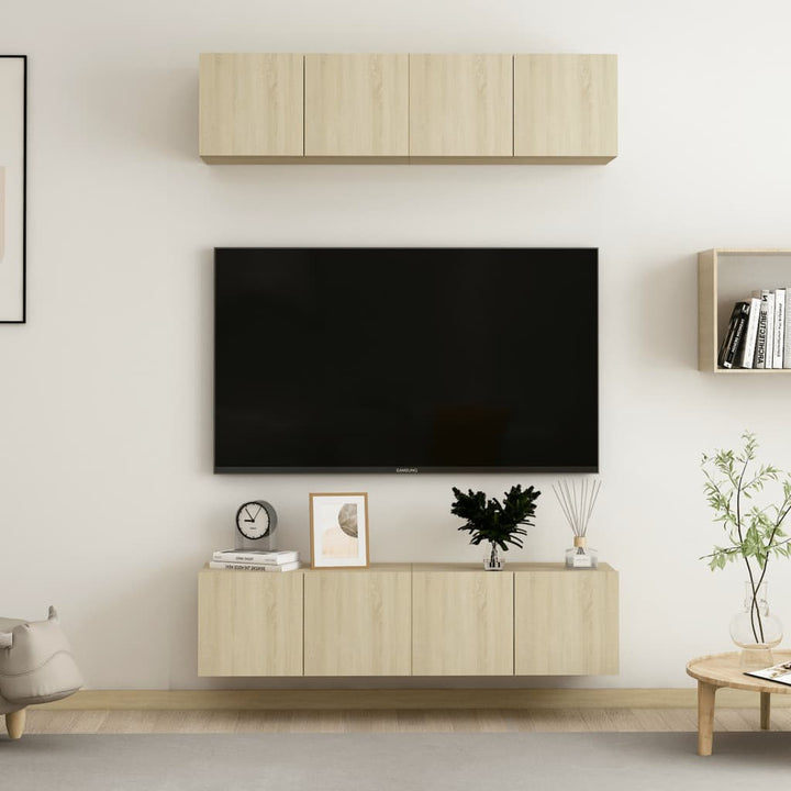 tv-skabe 4 stk. 60x30x30 cm konstrueret træ sonoma-eg