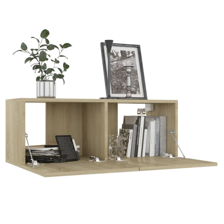 tv-skabssæt 4 stk. 60x30x30 cm konstrueret træ sonoma-eg