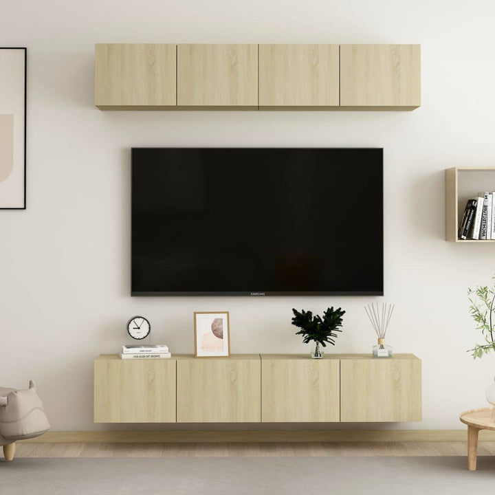 tv-skabssæt 4 stk. 60x30x30 cm konstrueret træ sonoma-eg