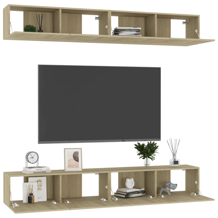 tv-skabe 4 stk. 60x30x30 cm konstrueret træ sonoma-eg