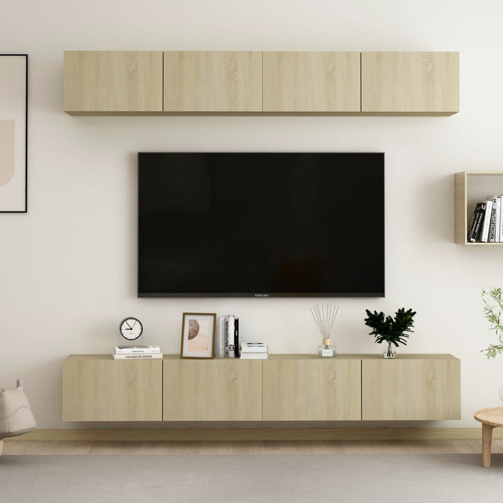 tv-skabe 4 stk. 60x30x30 cm konstrueret træ sonoma-eg