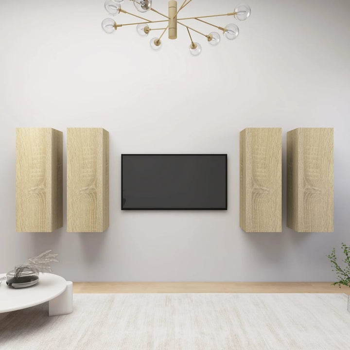 tv-borde 4 stk. 30,5x30x90 cm konstrueret træ sonoma-eg