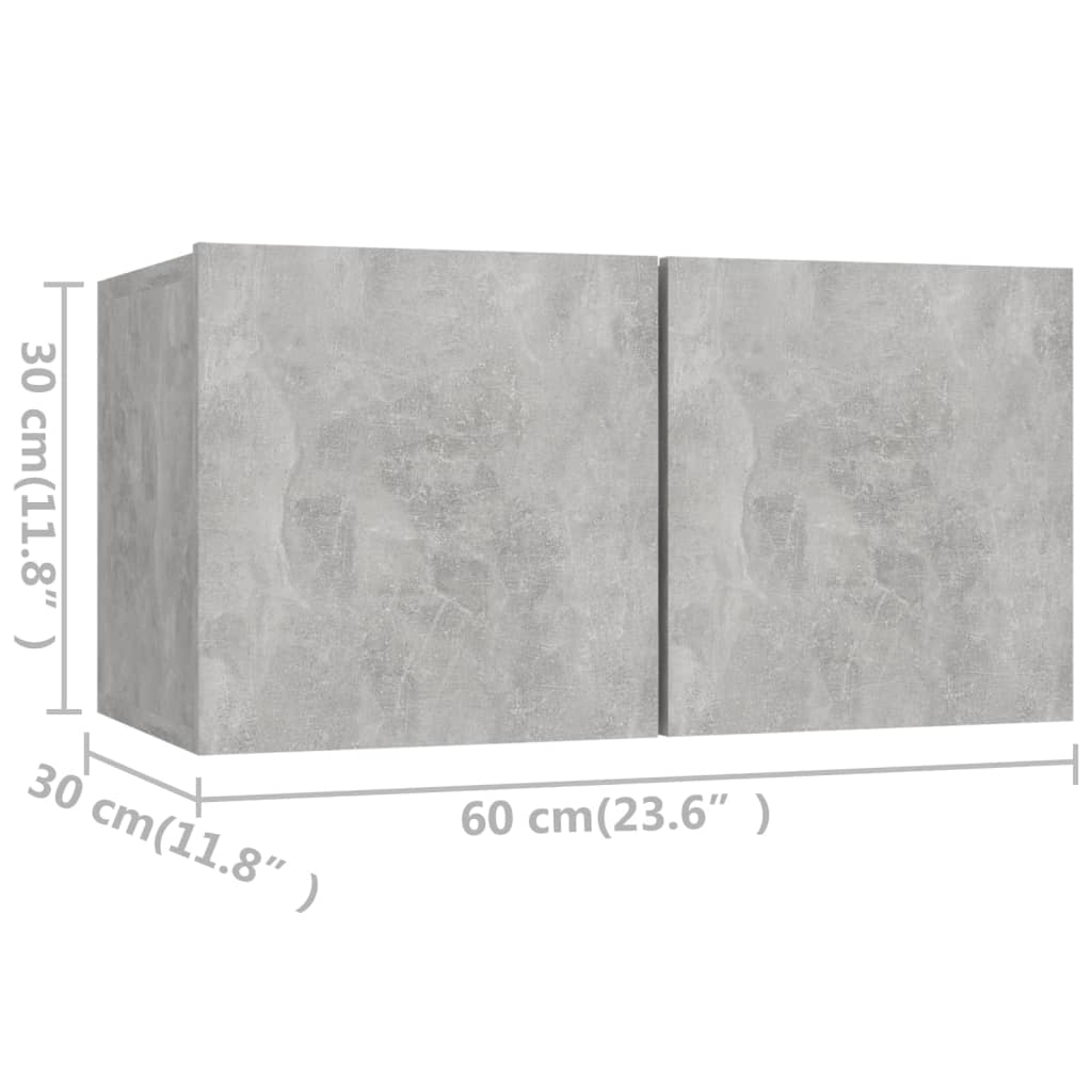 tv-møbel 4 dele konstrueret træ betongrå