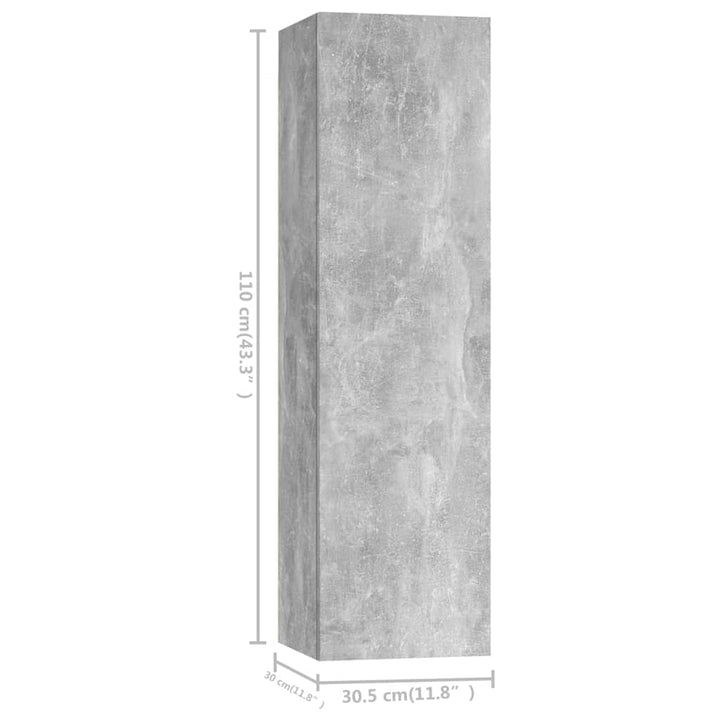 tv-skabssæt 5 dele konstrueret træ betongrå