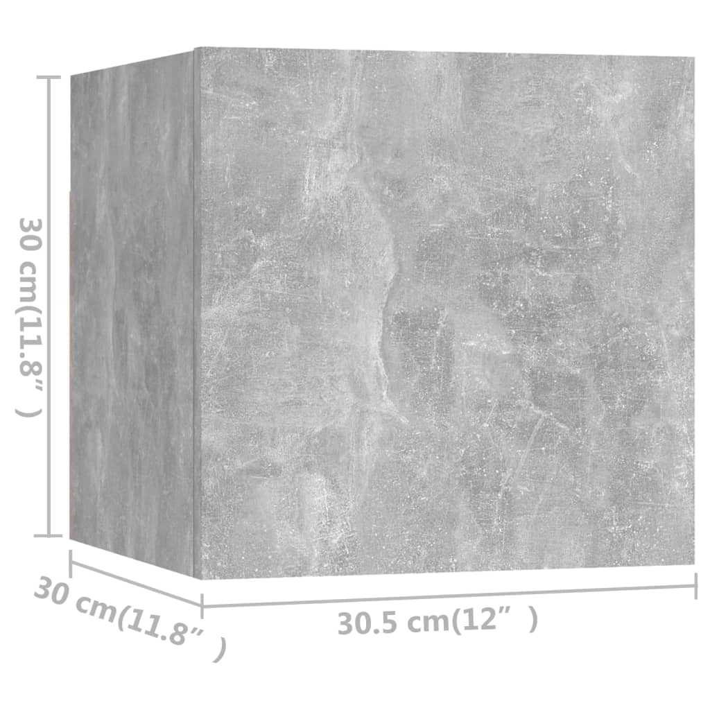 tv-skabssæt 6 dele konstrueret træ betongrå