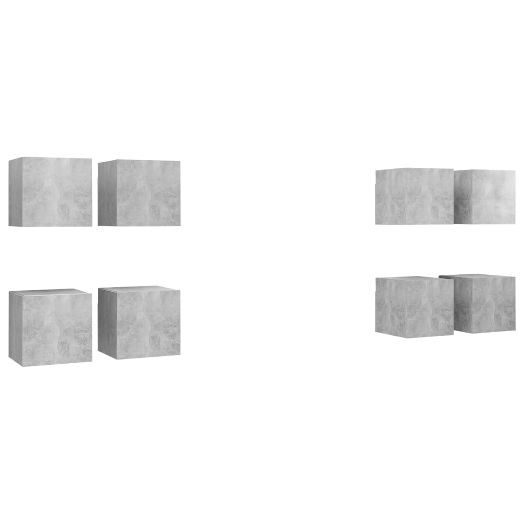 væghængte tv-skabe 8 stk. 30,5x30x30 cm betongrå