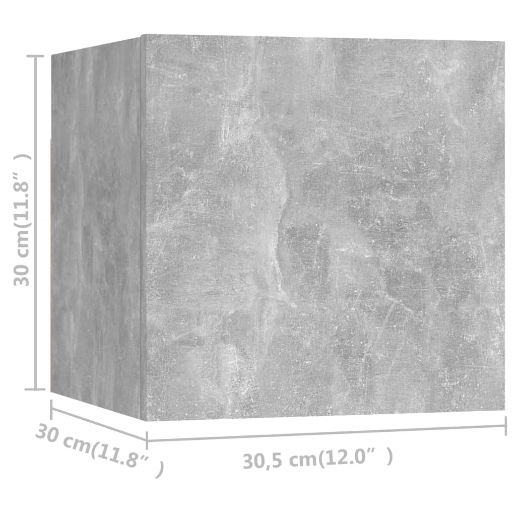 væghængte tv-skabe 8 stk. 30,5x30x30 cm betongrå
