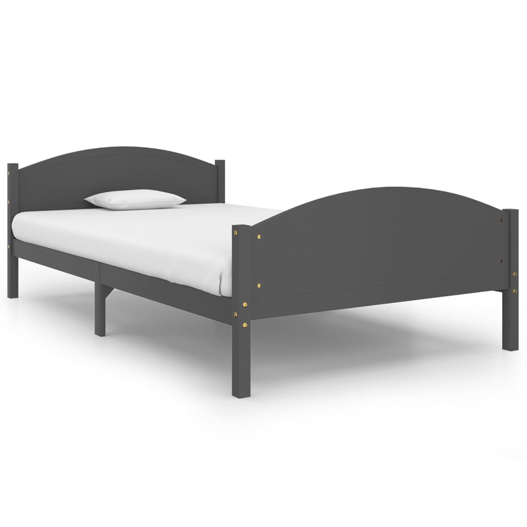 Sengeramme uden madras massivt fyrretræ 120x200 cm mørkegrå