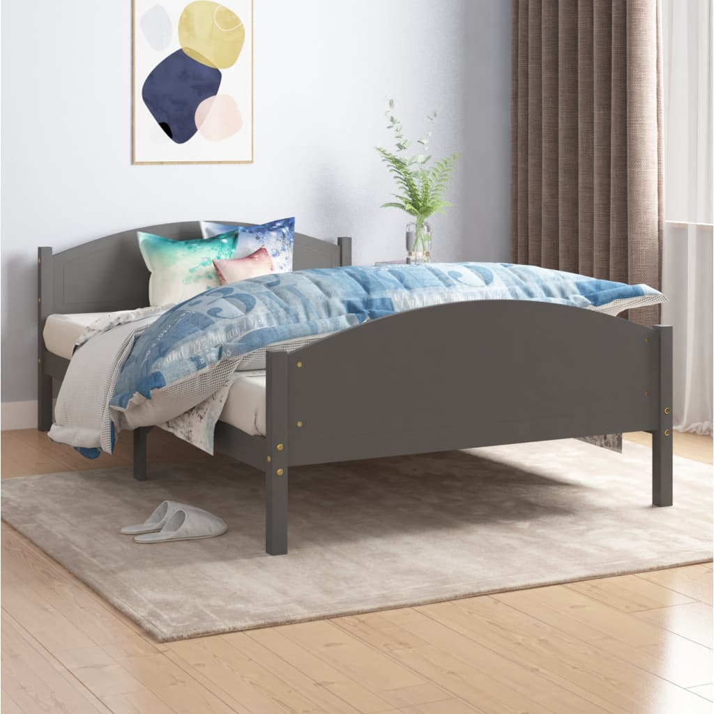Sengeramme uden madras massivt fyrretræ 120x200 cm mørkegrå