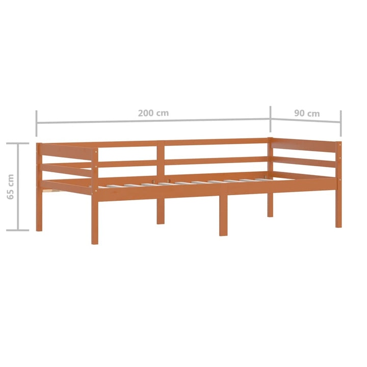 sengeramme uden madras massivt fyrretræ 90x200 cm honningbrun