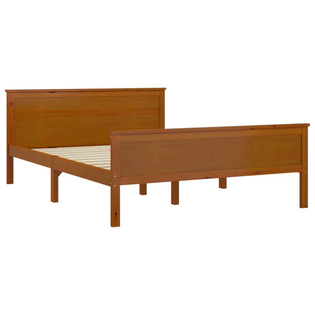 sengeramme 120x200 cm massivt fyrretræ gyldenbrun
