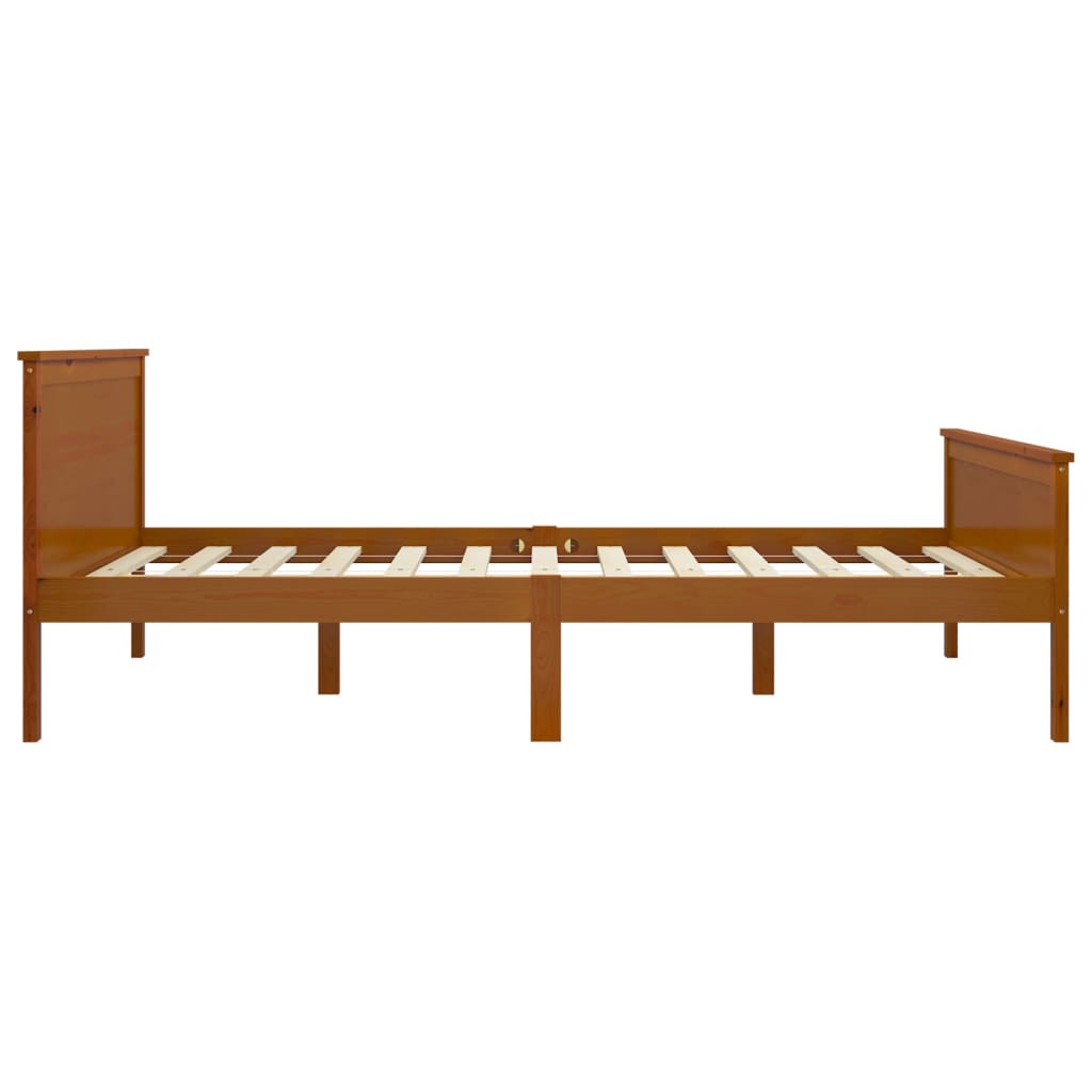 sengeramme 160x200 cm massivt fyrretræ gyldenbrun