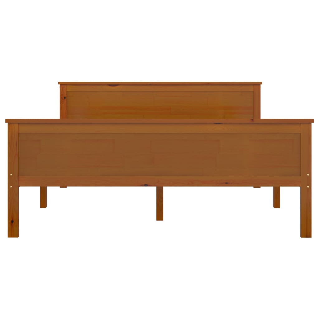 sengeramme 160x200 cm massivt fyrretræ gyldenbrun
