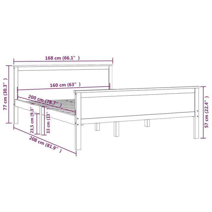 sengeramme 160x200 cm massivt fyrretræ gyldenbrun