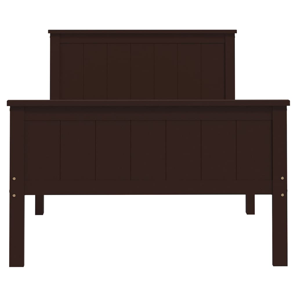 sengeramme 100x200 cm massivt fyrretræ mørkebrun