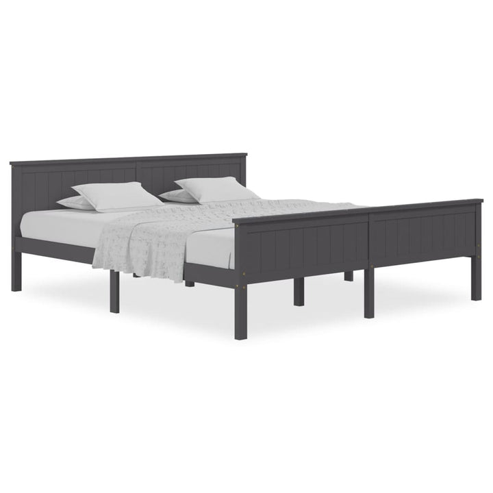 sengeramme 200x200 cm massivt fyrretræ grå