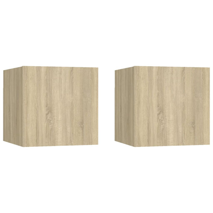sengeskabe 2 stk. 30,5x30x30 cm konstrueret træ sonoma-eg