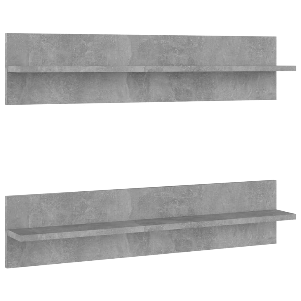 væghylder 2 stk. 80x11,5x18 cm konstrueret træ betongrå