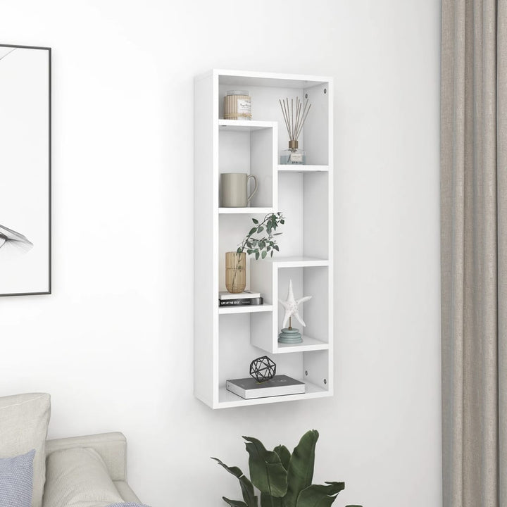 væghylde 36x16x90 cm konstrueret træ hvid