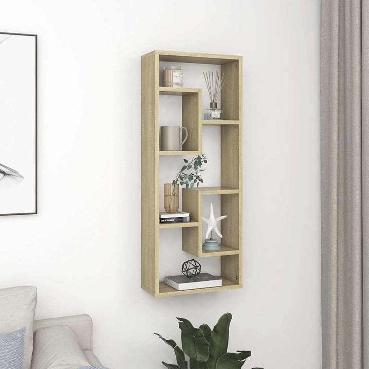 væghylde 36x16x90 cm konstrueret træ sonoma-eg