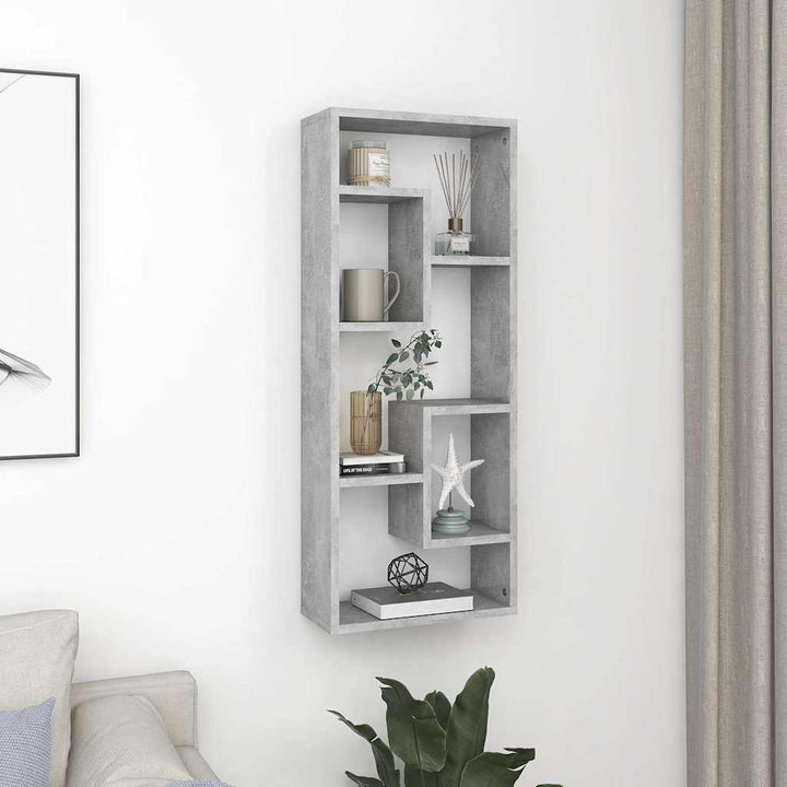 væghylde 36x16x90 cm konstrueret træ betongrå