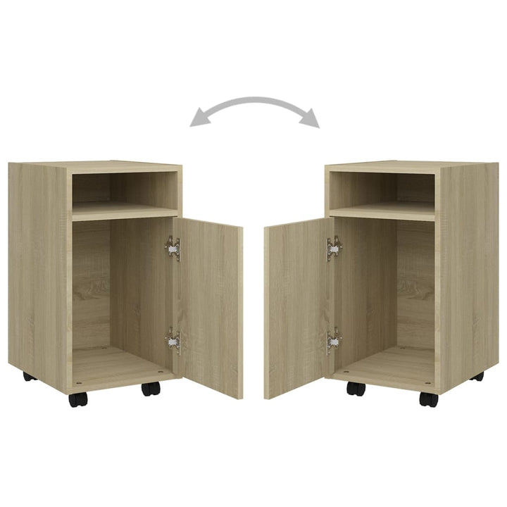 skab med hjul 33x38x60 cm konstrueret træ sonoma-eg