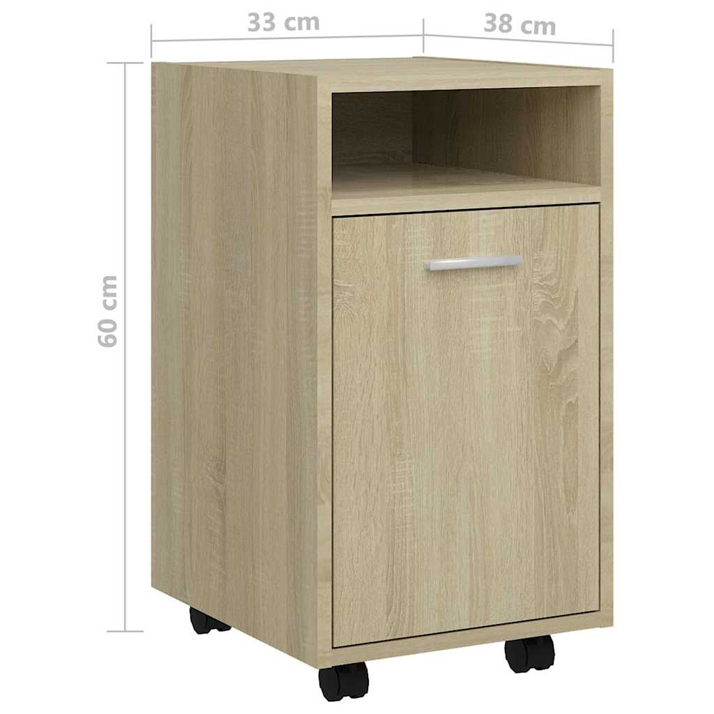 skab med hjul 33x38x60 cm konstrueret træ sonoma-eg