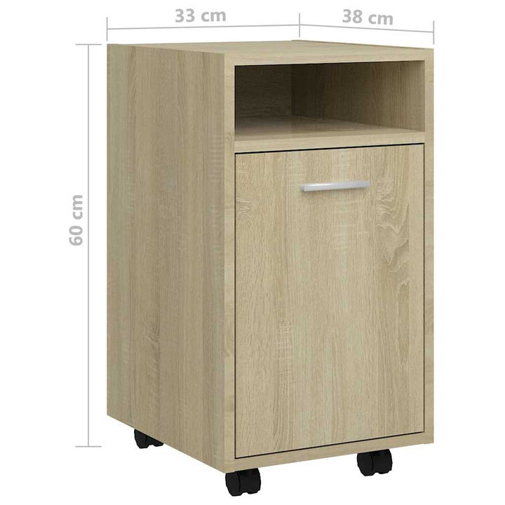 skab med hjul 33x38x60 cm konstrueret træ sonoma-eg