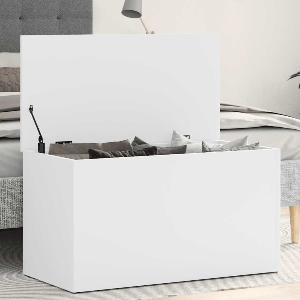 opbevaringskasse 84x42x46 cm konstrueret træ hvid