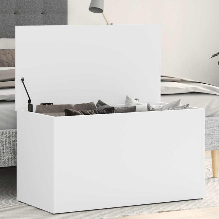 opbevaringskasse 84x42x46 cm konstrueret træ hvid