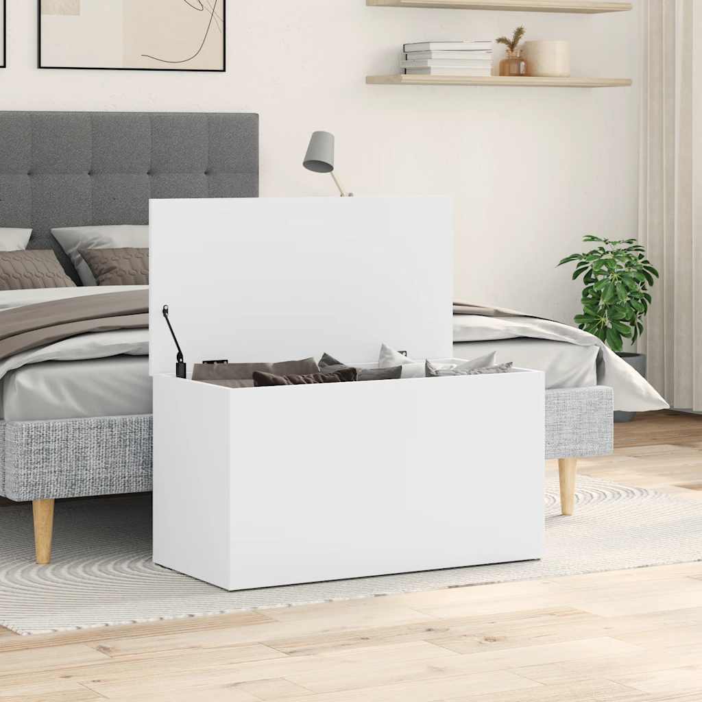 opbevaringskasse 84x42x46 cm konstrueret træ hvid