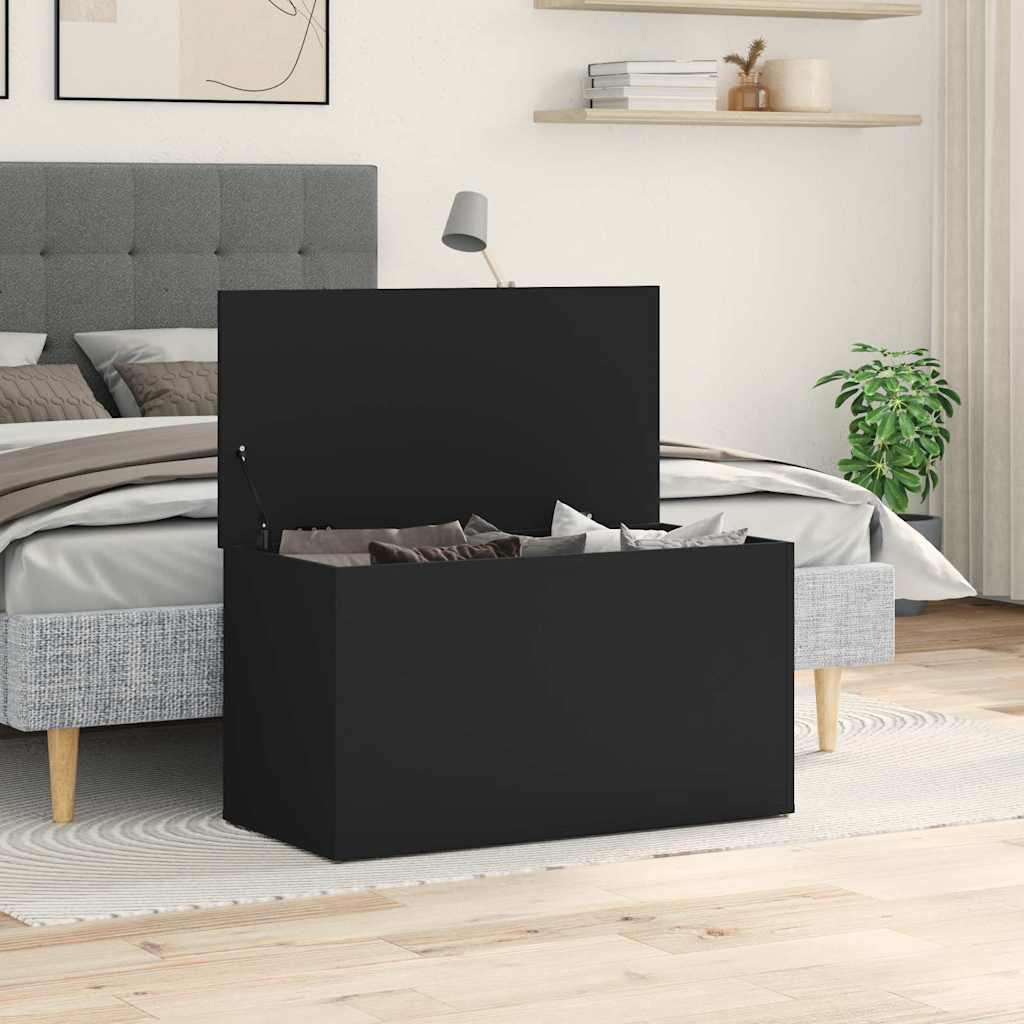 opbevaringskasse 84x42x46 cm konstrueret træ sort