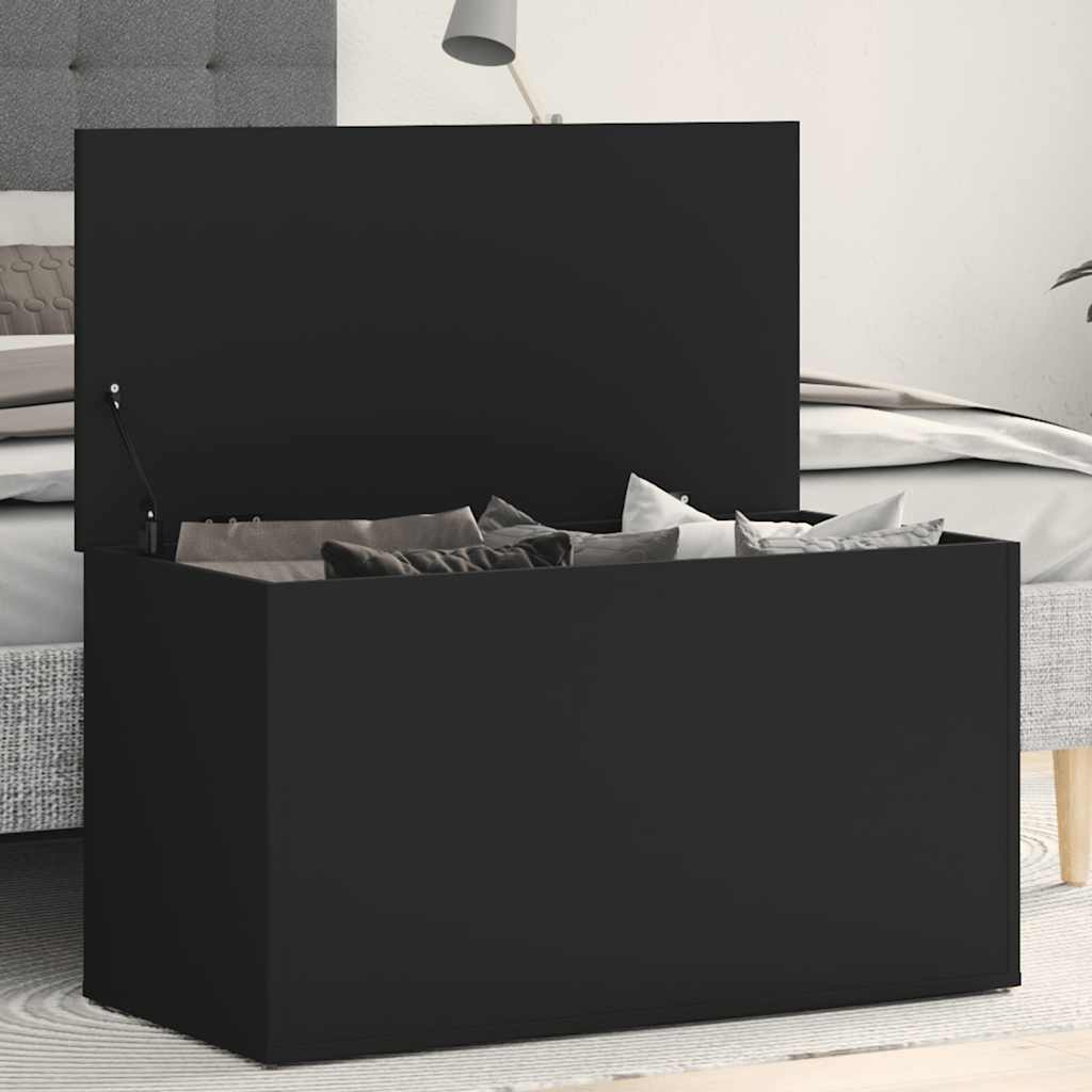 opbevaringskasse 84x42x46 cm konstrueret træ sort