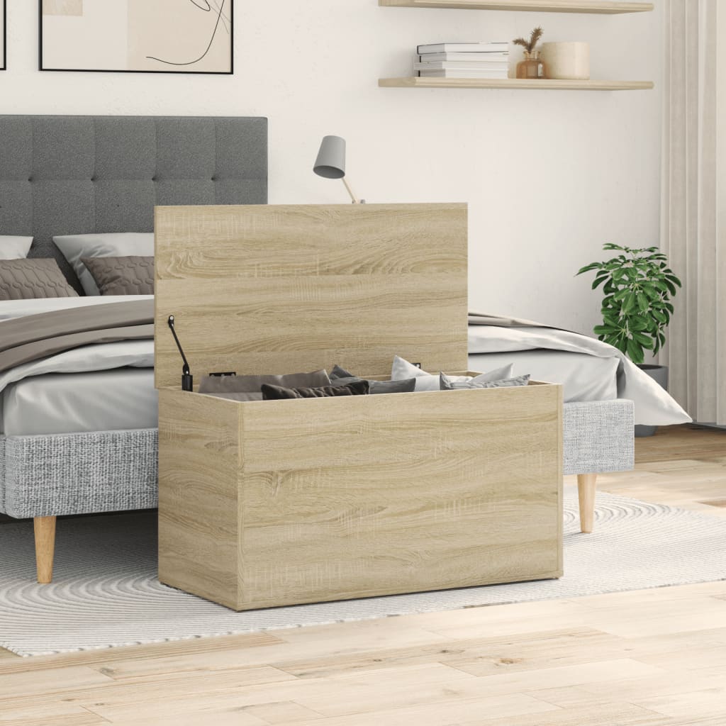 opbevaringskasse 84x42x46 cm konstrueret træ sonoma-eg