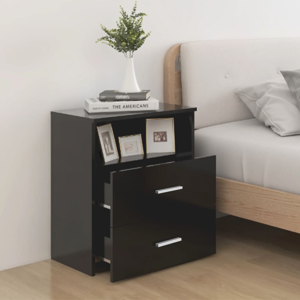 sengeskabe 2 stk. 50x32x60 cm sort