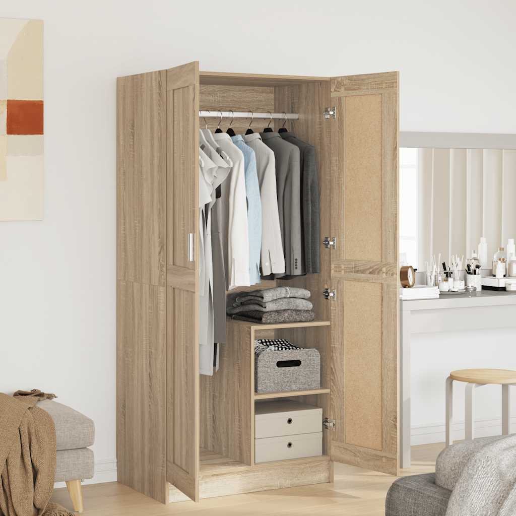 klædeskab 82,5x51,5x180 cm konstrueret træ sonoma-eg
