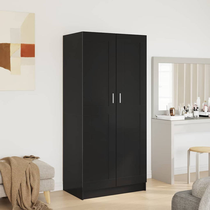klædeskab 82,5x51,5x180 cm konstrueret træ sort højglans