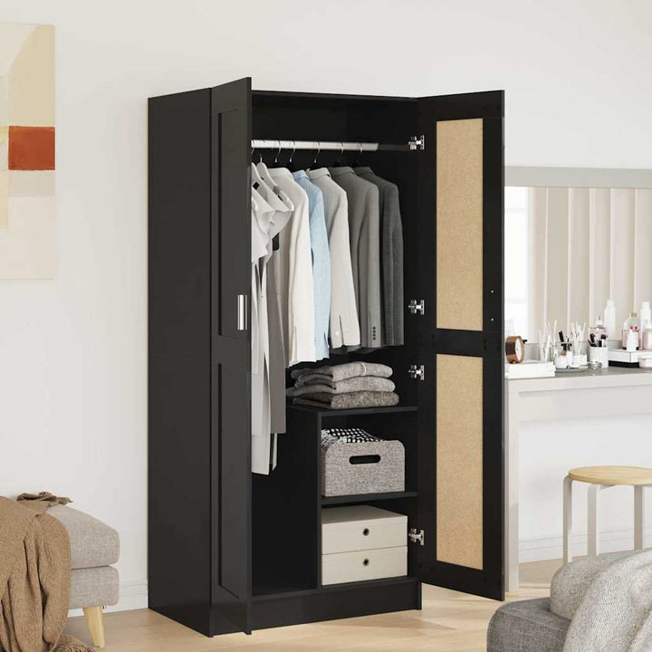 klædeskab 82,5x51,5x180 cm konstrueret træ sort højglans