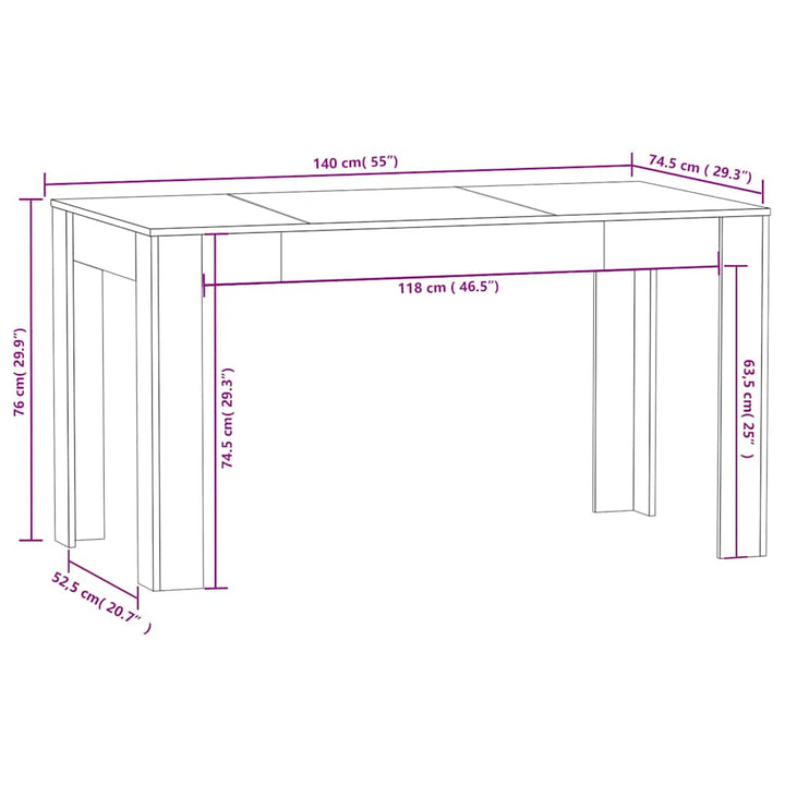 spisebord 140x74,5x76 cm konstrueret træ sort