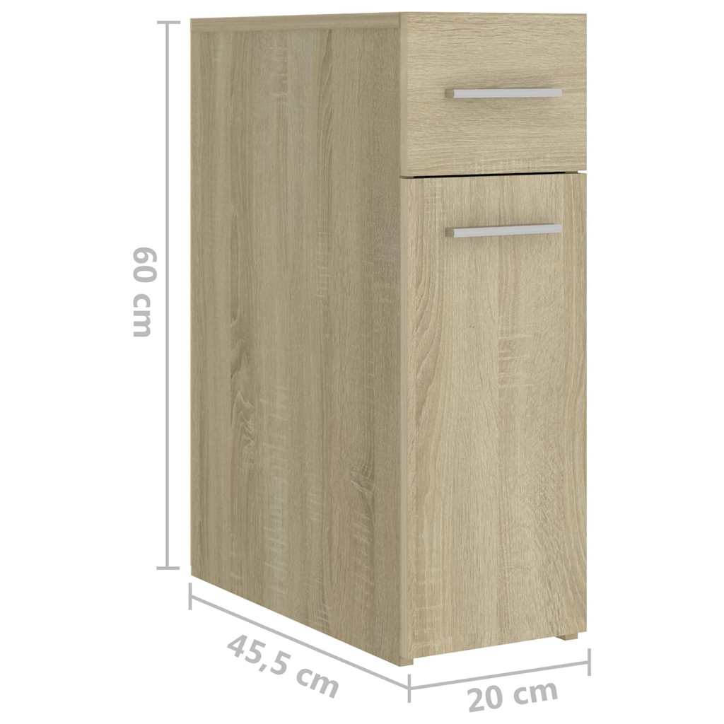 udtræksskab 20x45,5x60 cm konstrueret træ sonoma-eg