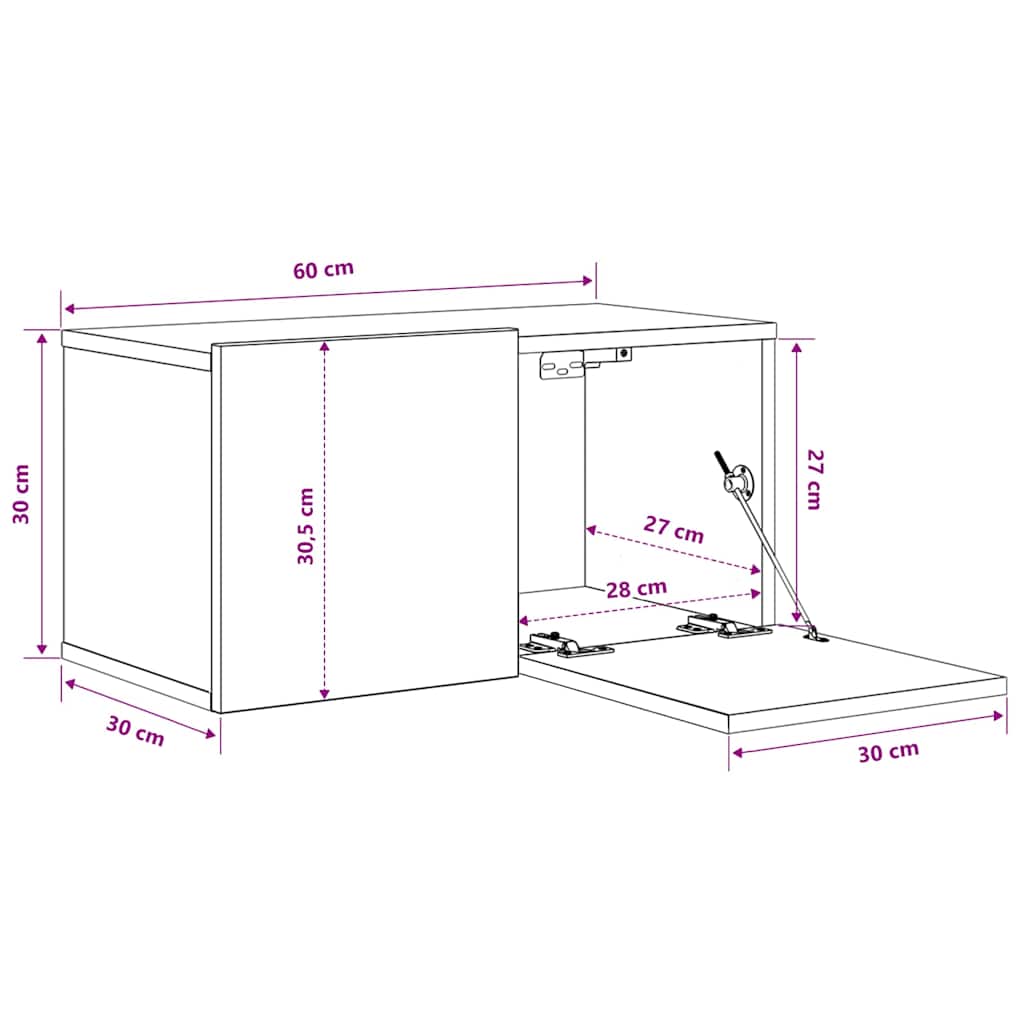 væghængte tv-skabe 3 stk. 60x30x30 cm hvid