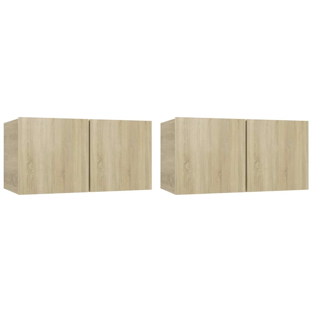 væghængte tv-skabe 2 stk. 60x30x30 cm sonoma-eg