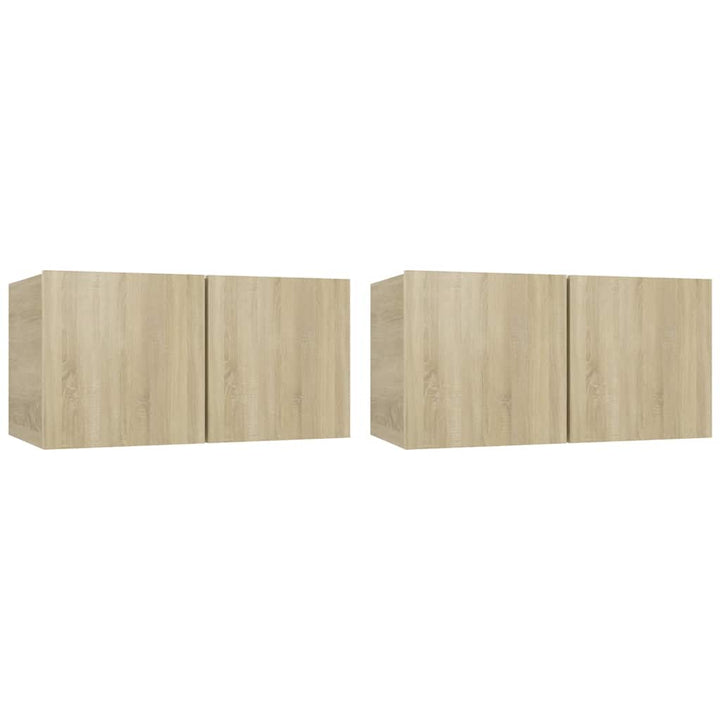 væghængte tv-skabe 2 stk. 60x30x30 cm sonoma-eg