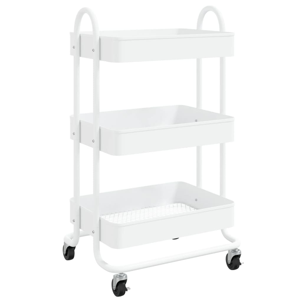 vogn med 3 hylder 43x34x79 cm stål hvid