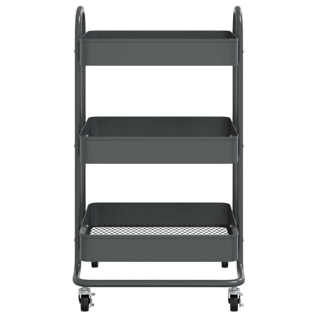 vogn med 3 hylder 43x34x79 cm stål antracitgrå