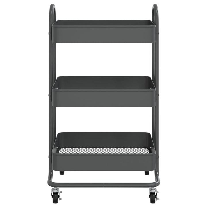vogn med 3 hylder 43x34x79 cm stål antracitgrå