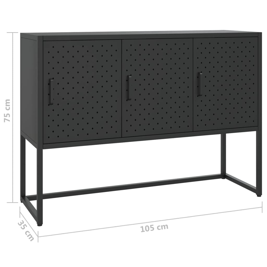 skænk 105x35x75 cm stål sort